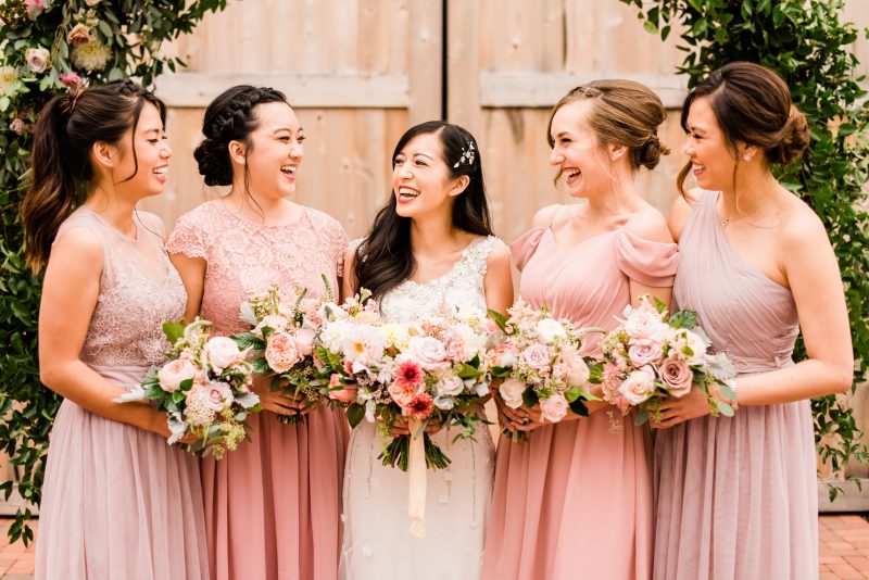 Bridesmaids Dresses pastel pinks