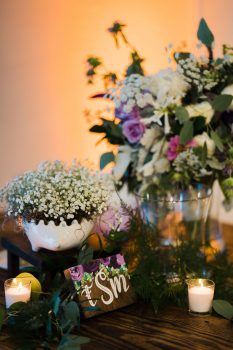 The English Garden flowers sweetheart table centerpiece